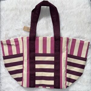 PINK Striped Pink and Cream Tote Bag